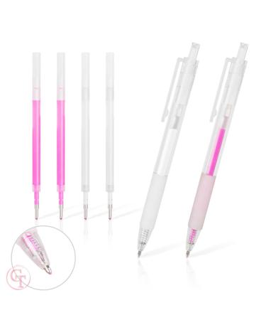 Pink Microblading Marker Pen Eyebrow Permanent Marker Pen for Permanent Makeup Eyebrow Press In Core Mapping Pen Stencil with 2 replacement refills (1pen and 2 refills-Pink)