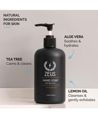 ZEUS Liquid Hand Soap with Aloe Vera | Natural Moisturizing Hand Wash | Prevents Dry Skin | Sandalwood Scent | Made in USA | 12 oz - Buy Online on GoSupps.com