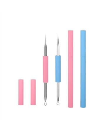 Acne Needle Double Head Comedone Acne Extractor Remover Stainless Needles Pimple Extractor Remove Tools (Color : Random Color) Random Color Blue Pink