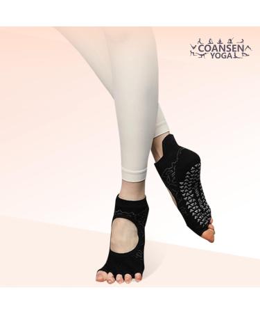 COANSEN Yoga Socks for Women - 3 Pairs (Black Grey Pink) | Size 35-40 | Non-Slip Comfortable & Stylish - Buy Online on GoSupps.com