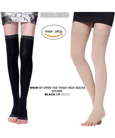 PEDIMEND Open Toe Compression Stockings for Swelling & Varicose Veins - 1 Pair (Black) - Buy Online on GoSupps.com