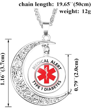 KBNSUIAN Stylish Type 1 Diabetic Sun Moon Necklace for Women - Diabetes Awareness Pendant with Emergency Reminder - Insulin-Dependent Aid Bag Included - Buy Online on GoSupps.com