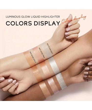 Liquid Highlighter Shimmer Highlighter Long Lasting Waterproof Highlighter Light Shining Highlighter for Face Cheekbones Body Bronzer Glitter - Buy Online on GoSupps.com