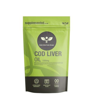 Cod Liver Oil 1000mg 180 Capsules Softgels - Pure High Strength UK Made. Pharmaceutical Grade