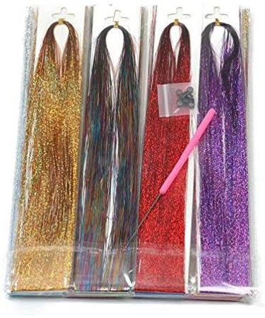 Hair Tinsel Strands with 12 Colors Hair Tinsel Strands Kit Hair Extensions Shiny Silk Tinsel - Buy Online on GoSupps.com