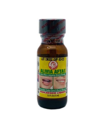 Dr Sana Alivia Aftas. Liquid Oral Analgesic Antiseptic and Canker / Mouth Sore Reliever. Perfect for Braces and Denture Irritations. 0.5 Oz