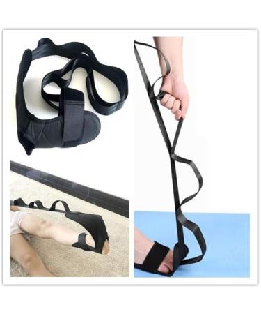 EOM Yoga Stretch Strap Leg Stretcher - Foot Stretching Belt with Loops for Rehabilitation & Gymnastics - Black - Buy Online on GoSupps.com