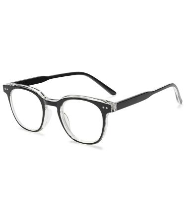 Vevesmundo Anti Blue light Reading Retro Plastic Blue light filter reading aid Show aid glasses+1.0 +1.5 +2.5 +3.0 +3.5 +4.0 1 piece of black reading glasses 4.0 x