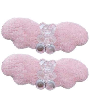 xbiez Plush Angel Wing Hair Clip Barrettes Cute Mini Bear Hairpin Photography Props for Woman Girls Furry Hair Accessories