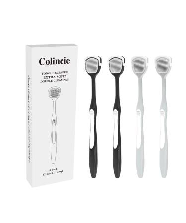 Buy Tongue Cleaner & Scraper Set - Reduce Bad Breath | Pack of 4 (Black & Gray) | Improve Oral Hygiene - Buy Online on GoSupps.com