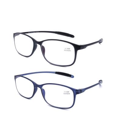 DOOViC Blue Light Filter Computer Reading Glasses for Unisex TR259-C (9 Colors) Blue+black 1.5 x - Buy Online on GoSupps.com