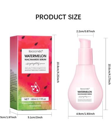Watermelon Niacinamide Serum Hydrating Face Serum for Skin Care Facial Serum with Hyaluronic Acid & Watermelon Extract Brighten and Moisturizing Natural Glow Skin Serum Priming Liquid Highlighter - Buy Online on GoSupps.com