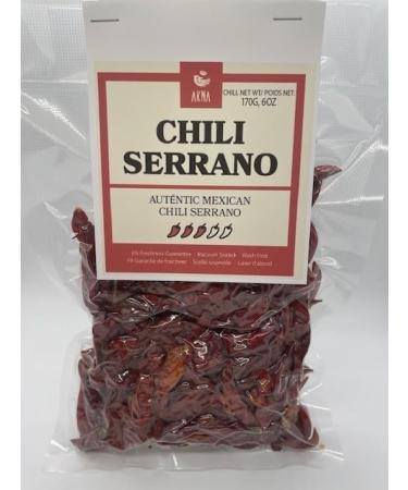 AKNA Dried Serrano Chili Peppers Authentic Whole Mexican Chili Peppers 170g Vacuum Pack