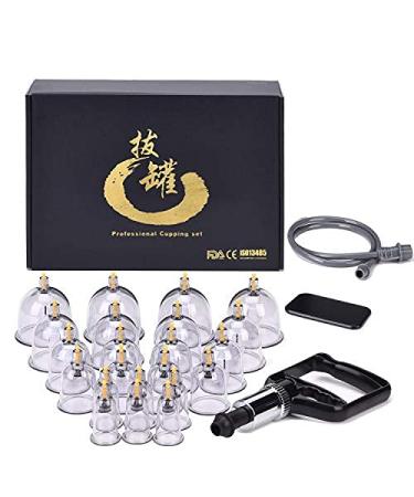 Cupping Set Professional Chinese Acupoint Cupping Therapy Sets Suction Hijama Cupping Set with Vacuum Magnetic Pump Cellulite Cupping Massage Kit 22-Cup