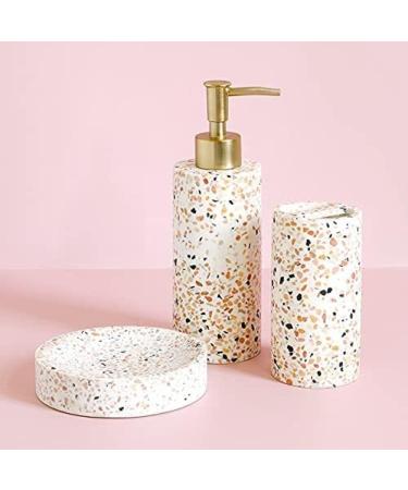 Premium 3-Piece Bathroom Accessory Set - Elegant White Resin Toothbrush & Mouthwash Cup Decoration - International Shipping Available - Buy Online on GoSupps.com