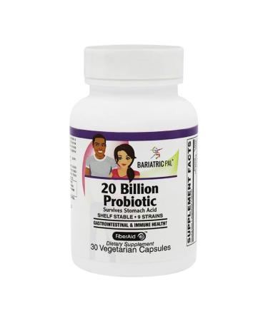 BariatricPal Probiotic 20 Billion CFU Gastrointestinal & Immune Health Capsules (30 Count) 30 Count (Pack of 1)