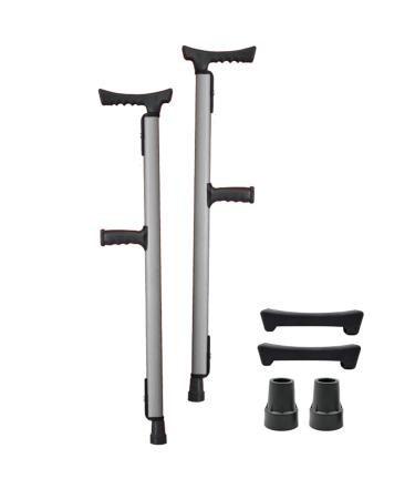 Walking Support Forearm Crutches(1 Pair) Adjustable F-Type Armpit Crutches Ergonomic Underarm Crutches Medical Mobility Device (Color : Gray) Anniversary Lucky Star Grey