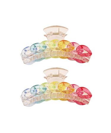 JIHUOO 2 Pieces Large Acrylic Hair Clip Hair Grab Clips Non-Slip Hair Claw Clips Hair Clips Hair Claw for Women Girls