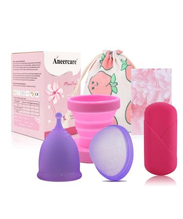 Floraupicious reusable menstrual cup get Florauspicious Menstruation cups for female care (2 pieces) (large purple) purple/purple 1 piece (2 Pack)