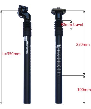 GANOPPER Suspension Seatpost 30.4*350mm | 40mm Travel Damping Seat Post | Alloy Bike Part - Buy Online on GoSupps.com