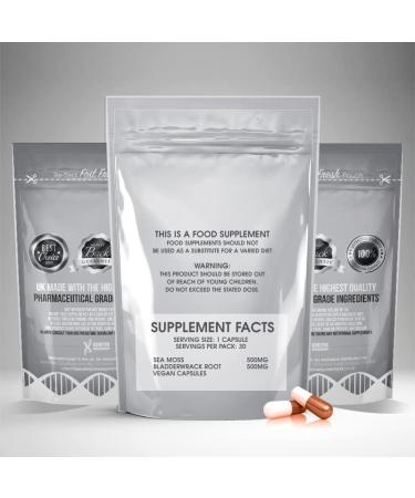 Organic Sea Moss & Bladderwrack Capsules - 30 Vegan Capsules | Immunity Booster | Gluten-Free - Buy Online on GoSupps.com