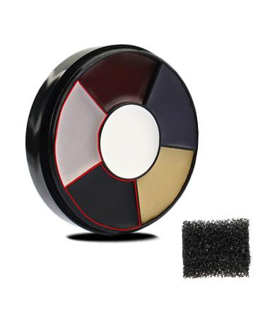 Go Ho Clown White Black Face Body Makeup 6 Colors Wheel for Special Effects Zombie Makeup Kit Halloween Professional Makeup Palettes with Sponge Non Toxic 6 Colors Clown White Black Wheel + Stipple Sponge