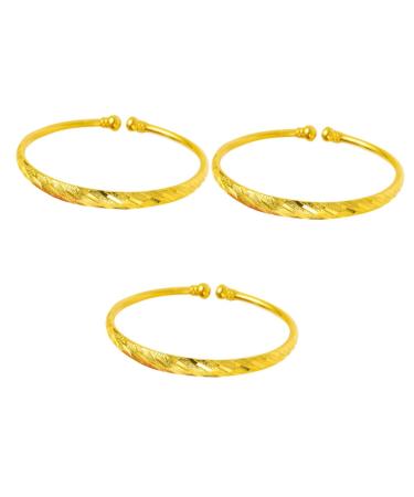 Zerodeko 3 Pcs Adjustable Bracelets for Women Female Bangle Charm Bracelet Open Bracelets Birthday Bangle Gifts Adjustable Gold Bangles The Gift Fashion Bangle Ladies Simple Friendship
