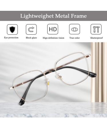 Buy Blue Light Reading Glasses for Men & Women - Fashion Titanium Frame Clear Lens - Classic Computer Eyewear 6006 - +2.75 Strength - Buy Online on GoSupps.com