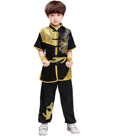 Kids Kung Fu Master Tai Chi Dragon Chinese Uniform Set - 7-8 Years, Black - Buy Online on GoSupps.com