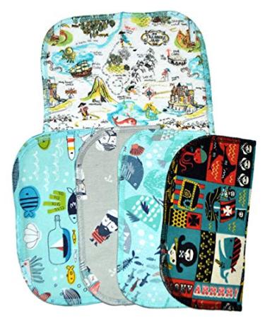 Set of 5 Pirates and Pals Printed Flannel Wipes - 2 Ply, 8x8 Inches - Buy Online on GoSupps.com