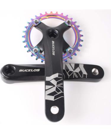 BUCKLOS US Stock 104 BCD Mountain Bike Single Speed Crankset 170mm Square Taper with Plating Chainring (30/32/34/36/38T) | Replacement Bicycle Crank Arm Set - Buy Online on GoSupps.com