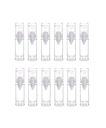 12Pcs Portable Empty Refillable Clear Plastic Airless Vacuum Pump Bottle Cosmetic Make-up Cream Lotion Sample Packing Toiletries Liquid Storage Container Vial Jars(5ml/0.17oz) 5ml/0.17 Ounce