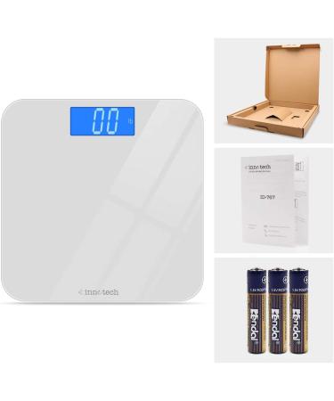 Innotech Digital Bathroom Scale - Easy-to-Read Backlit LCD - White - Buy Online on GoSupps.com