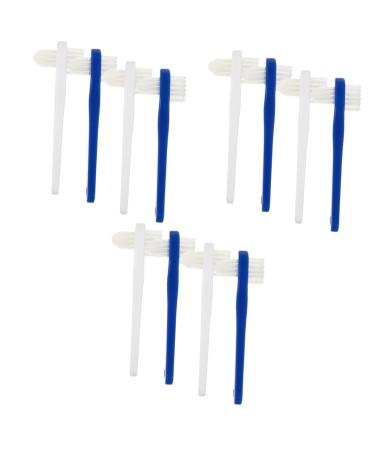Minkissy 12 STK Double -headed wrong toothbrush prosthesis cleaning brush for home interdental brush prosthesis brush denture brush false teeth prosthesis care toothbrush clean