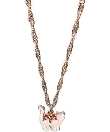 Oralgo Cat Trailer Necklace - Cute Adjustable Collarbone Chain Jewelry for Women & Girls - Rose - Buy Online on GoSupps.com