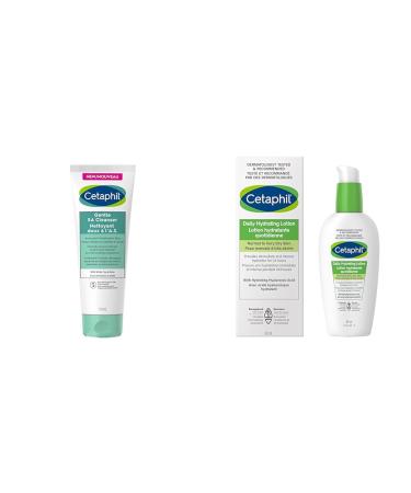 Cetaphil Gentle Salicylic Acid Cleanser | Clinically Proven For Sensitive Acne Prone Skin & Daily Hydrating Lotion with Hyaluronic Acid Cleanser + Lotion