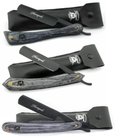 Haryali London Cut Throat Razor - Professional Wooden Handle Straight Razor for Men | Mustache & Beard Razor Set - Black Gray - Buy Online on GoSupps.com