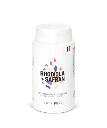 Nutripure | Rhodiola Rosea + Organic Saffron | Stamina Enhancement | Emotional Stability Positive Mood Concentration | 3% Rosavine 1% Salidroside | 60 Capsules (1 month) | Made in France