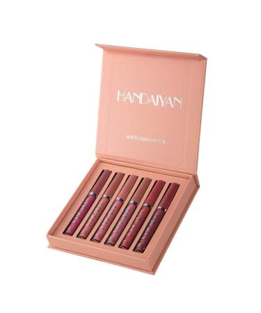 Dulele 6 pieces velvety matte lip gloss set waterproof durable liquid lipstick non-stick-cup lip gloss liquid lipstick set cosmetics make up with gift box (color b) - Buy Online on GoSupps.com