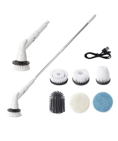 Electric Spin Scrubber Cordless Spin Scrubbers with 6 Replaceable Brush Heads and Adjust Extension Handle 450Rpm Electric Scrubbing Brush Power Cleaning Brush for Bathroom Floor Tile