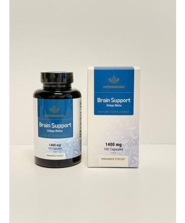 HERBAMAMA Brain Support Capsules - 1400mg Brain Support Supplement for Adults with Bacopa Panax Ginseng and Ginkgo Biloba - Vegan Non-GMO Focus Supplement 100 Caps 100 Count (Pack of 1) - Buy Online on GoSupps.com
