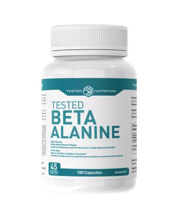 Tested Nutrition Beta Alanine Capsules | 750mg Beta Alanine Capsules | Reduced Muscle Fatigue Increased Endurance Strength Recovery | 45 Servings (180 Capsules)