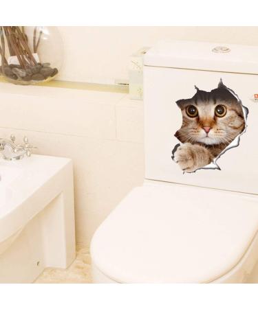 U-M 1 Sheet Funny Cat Dog 3D Wall Sticker Hole View Living Room Wall Decal Toilet Seat Cover Lid Sticker Mural Art Poster Background Bathroom Bedroom Cat as shown - Buy Online on GoSupps.com