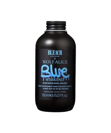 BLEACH LONDON Blue Weekend Semi-Permanent Hair Colour Cream - True Blue Vegan Cruelty Free Vibrant Temporary Dye 150 ml