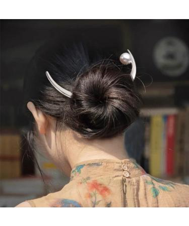 2 Pack Moon Hairpin Set with White Pearl Detail - Hair Accessories for Women and Girls - Buy Online on GoSupps.com