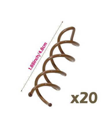 Mini Skater 1.88 Spiral Hair Pin Twist Barrette Spin Pins - Brown Set of 20 - Non-Scratch Round Tips for Women's Bun Hair Style DIY - Buy Online on GoSupps.com