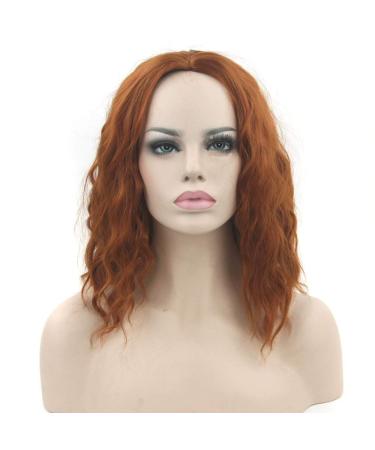 LFMDJF Short Wavy Black Blonde Wigs Synthetic Hair Hair Pieces Party Hair Red Gray Wig for Women 12inches RED 350