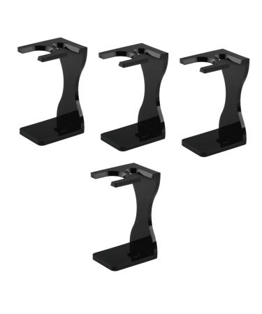 PopetPop 4 pieces Bart Bids holder stand for safety razor holder for razor brush shaving razor stand shave shavers for men shaving stand household man desk acryl 12x7.2cmx4pcs blackx4stk