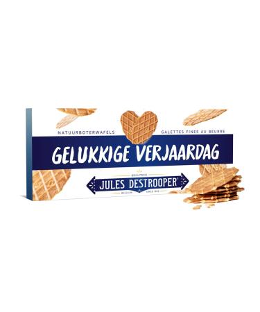 Vandeca Jules Destrooper Natural Butter Waffles in gift packaging with the inscription "Happy Birthday" - Belgian butter biscuits - 100g