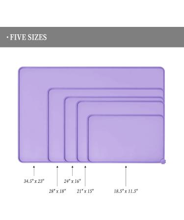 Reopet Waterproof Silicone Pet Feed Mat - Elevated Edges for Dogs & Cats - 47x30 cm Lilac - Non-Slip Easy to Clean - Buy Online on GoSupps.com